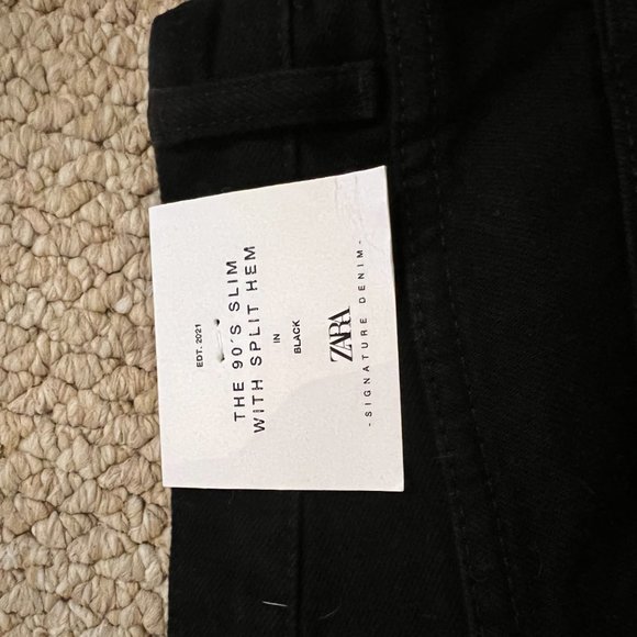Zara: The 90s Slim with Split Hem Jeans in Black - Picture 5 of 6